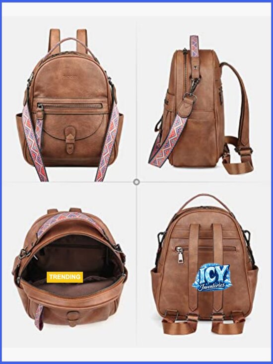Faux Leather Mini Backpack Purse with 10 Pockets, Water Resistant main image 4